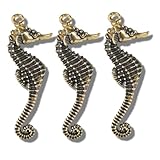 Gexifei 3 Stück Vintage Messing kreative Seepferdchen Statue Schlüsselanhänger Anhänger Kunsthandwerk Sammlung