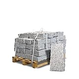 GALAMIO Granitmauerstein Granit Bord Rand Kante Palisade Stein Gehweg Straße Natur Steine Grau 40 x 20 x 10cm 1.000kg / 1 Palette Paligo