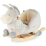 Bieco Plüsch Schaukeltier Esel Fips, 60 cm | Kinder Schaukelstuhl mit Sicherheitsgurt | Baby Schaukel | Schaukel Kleinkind | Schaukeltier Baby Schaukelwippe ab 9 Monate | Schaukelpferd Holz