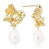 QICSTELAR Elegante Barockperlen Ohrringe – Handgefertigt aus 925 Sterling Silber, AA+ Qualität, Perfekt für besondere Anlässe (2-Goldener abstrakter Schmetterling)