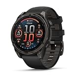 Garmin Fenix 8–47 mm, AMOLED, Saphir, Carbongrau, DLC Titan mit schwarz/kieselgrauem Silikon