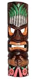 Wogeka - Bunte 50 cm TIKI Maori Wand-Maske - im Neuseeland Style aus Holz als Geschenk-Idee zu Weihnachten Geburtstag Dekoration - Handarbeit Schnitzerei von Bali (TIKIB06)