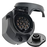 CXTM 13 Polig Anhänger Steckdose Set,mit Montagezubehör,12V Wasserdicht 13-pol Anhänger Stecker und Steckdose Nach ISO 1724,für Anhänger Wohnwagen RV,AHK Adapter (Steckdose)