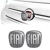 Fiat 14186A-2Pz 3D Aufkleber Logo 500, Schwarz, 2 Stücke, Vorne und Hinten, 71 x 65 mm