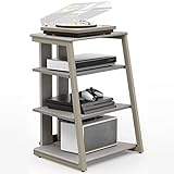 FITUEYES Design HiFi Rack aus Holz & Stahl, HiFi Regal mit verstellbaren Ablagen & Kabelmanagement, TV Rack für DVD-Player & Stereoanlagen & Spielkonsolen, 61 x 52 x 78 cm