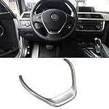 TGFOF Auto Lenkrad Pailletten Abdeckung Aufkleber für BMW 1er-3er-Reihe F20 F30 F34 3GT 320i 328i 118i Karosserie Emblem Rahmen Auto-Styling-Zubehör (ABS Chrom)