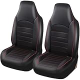 WXEXUDIN 2Pcs Autositzbezüge Für VW Golf 6 GTI Golf 7 GTI Golf Tdi Golf Sportsvan,Vorne Autositz Schonbezug Sets Leder Sitzbezug rutschfest Atmungsaktiv Autositz Innenraum Zubehör,Red