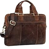 STILORD 'Andrew' Vintage Business Ledertasche Klassische Aktentasche für Herren und Damen 13,3 Zoll Laptoptasche für Arbeit Büro Aufsteckbar, Farbe:Kansas - braun