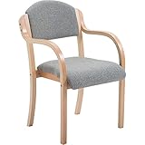 Büromöbel Online | Stapelbarer Stuhl mit Armlehnen, Holzrahmen & bequemen Polster in Hellgrau| Sitzhöhe: 45cm | Devonshire