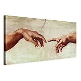 B&D XXL - Wandbilder XXL Creation of Adam Michelangelo 120x60 cm 1 tlg - Wand Deko Vlies Leinwand Bilder Groß Wanddeko Wohnzimmer Schlafzimmer Kunstdrucke - Abstrakt Hände Hands 051339