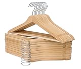 OGIVO Kleiderbügel Holz 20 Stück Holzbügel Natur mit Hosensteg und Rockkerben,360 Grad drehbar, für Hemden, Anzug, Hosen, Kleider, Kleidung,