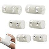 6 Stück Elastischer Verband Elastische Bandage Kompressionsbinden Elastischer Verband mit Metallclips Gedehnt Luftdurchlässig für Handgelenke Knöchel Knie für Verstauchung Verletzungen