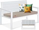 KESSER® Gartenbank mit Kissen – Sitzbank Wetterfest 2-Sitzer Parkbank in Holzoptik Balkonbank für Garten Terrasse Balkon bis 300 kg belastbar UV-beständig inkl. abnehmbarem & waschbarem Polsterbezug