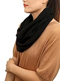 Prettystern XL 100% Kaschmir Unisex Winter Loop Schal Warm Rundschal Strick-Schal Rund-Halstuch Damen Herren Schlauch-Schal Schwarz
