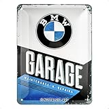 Nostalgic-Art Retro Blechschild, 15 x 20 cm, BMW – Garage – Geschenk-Idee für BMW Accessoires Fans, Original Lizenzprodukt (OLP), aus Metall, Vintage Design, Blechschilder Sprüche