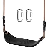 Garden Games Schaukelsitz aus Robustem Set mit 2m Langem Verstellbarem Seil und 2 Karabinern, Robustes Schaukel Outdoor Garten Schaukel Schwarz