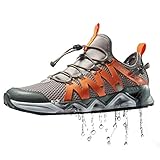 RAX Herren Schnell Trocknende rutschfeste Aqua Wasser Wanderschuhe, Orange/Abendrot im Zickzackmuster (Sunset Chevron), 42.5 EU