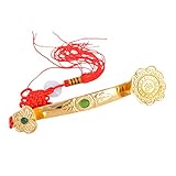 Feng Shui Goldenes Ruyi/Ru Yi Power Zepter + kostenloses rotes Schnurarmband J1035, 40,6 x 3,6 x 3 cm (L x B x H), Holz, 16x1.4x1.2 inch (LxWxH), Holz