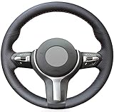 LDJTO Auto Leder DIY Handlenkradabdeckung Fit   ，Für B-M-W (M Sport) 3er 320d 328i 330i F30 F31 (Touring) F34 2012-2019-white_line