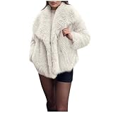 Winterjacke Damen Lang Pelzmantel Warmer Elegant Wintermantel Dicke Mode Kunstpelzmantel Lässig Kunstpelz Oversized Jacke Warm Pelzjacke Sportlich Plüschmantel Weich Fleecejacke Business Plüschjacke
