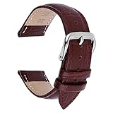 TIESOME Uhrenarmband, Vintage Leder uhrenarmbänder mit Edelstahl Schnalle Ersatzarmband Quick Release Ersatzarmbänder für Herren Damen 18MM Braun