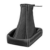 Schaltsack Schalthebelmanschette kompatibel mit Opel Astra G Bj. 1998-2009 Echtleder schwarz mit grauer Naht