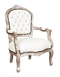 Biscottini Barocksessel 75,5 x 50,5 x 50,5 cm – Stühle Luigi XVI – Sessel Schlafzimmer französischer Stil – weißer Schlafzimmerstuhl