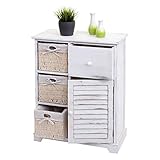 Mendler Kommode HWC-H21, Schrank Schubladenkommode, Massiv-Holz Korb-Schublade 80x60x30cm - Shabby weiß