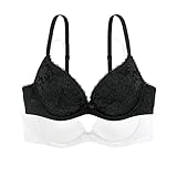 Dorina Damen Super Push Up BH mit Bügeln, Plunge T-Shirt BH, 2er Pack, SONIA-2PP, Schwarz/Weiß, 90B