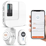 DAYTECH Notrufknopf für Senioren auf Handy, WiFi Tuya Smart Senioren Notfallknopf Alert System, Hausnotruf für ältere Patienten Behinderte,Kinder SOS Notruf(1Empfänger+1Notruf Armband+1Tasten)