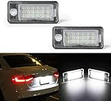 OZ-LAMPE LED Kennzeichenbeleuchtung für AU-DI Q7 B5 A8 S3 A6 C6 A3 8P A4 S4 A5 8F S8 RS4 RS6, Kennzeichen mit CAN-Bus, Nummernschildbeleuchtung LED 2 Stücke 18*2835SMD