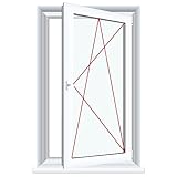 Fenstermaxx24 Premium Kunststofffenster weiß Dreh Kipp 2-fach Verglasung 70mm Bautiefe, Anschlag:DIN Links, BxH:600x500 (60x50 cm), Glas:2-Fach
