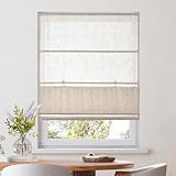 Victoria M. Ivora Raffrollo Rollo Faltrollo Stabile Aluminium-Schienen, für Fenster und Türen, mit Schnurzug, Pflegeleicht, 160 x 175 cm, Elfenbein-meliert