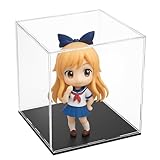 JAWUZ Transparente Vitrine 10x10x10cm - Acrylbox mit 2mm Dicke - Zusammenbaubare Würfelförmige Schaukasten Display mit 5mm Schwarzer Bodenplatte-Staubschutz Box für Sammelfiguren Modelle Dekorationen