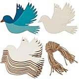 GORGECRAFT 20Stk Kleine Unlackierte Holzvögel Holzausschnitte Ornamente Friedenstaube Hängende Vogeldekorscheiben Schilder Blanko Mit Loch Hanfseil Für Hochzeit Geburtstag Weihnachten Party Dekor