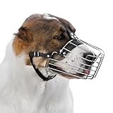 BRONZEDOG Drahtkorb Hund Maulkorb Metall Hund Maulkorb Leder verstellbar (Size 7: Alabai & Maremma)