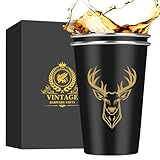 MR.BARWARE Hirschkopf Bierglas (0,5l), Personalisierte Jäger Geschenke, Edles Bier Geschenke für Jäger Männer, Weihnachtsgeschenke Vatertagsgeschenk für Männer Jäger, Papa, Vater (edelstahl, 2er Set)