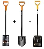 K&G Solid FISKARS 131413 Spaten Spitz Solid + FISKARS 131403 Gartenspaten Rund Solid + FISKARS 132403 Schaufel Solid Set