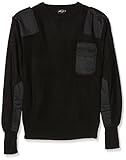 Mil-Tec Pullover BW Polyacryl Herren • Bundeswehr Pullover Männer • Warmer Strickpullover • Verstärkte Ellbogen & Schultern • Atmungsaktiv • Als Winterpullover & Arbeitspullover • Schwarz, Größe: 52