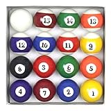 PolyMath Billiard, Complete Set of 16 Pool Balls, Diameter 22.5" (57.2mm) Weight 170/180G Cue Ball Set for Pool Table and Display, Billard Queue Regulation Size Table Balls