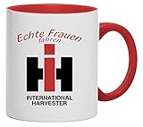 Tasse Echte Frauen Fahren IHC International Harvester | Kaffeebecher Keramik 280 ml | weiß/rot