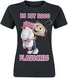 Minions Girlie Shirt So Flauschig Agnes mit Einhorn Baumwolle schwarz - XS