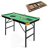 HOMASIS Billardtisch klappbar, Billiard Tisch mit 2 Queues 2 Kreiden 16 Bällen Dreieck & Bürste, Tischbillard für Zuhause, Bar & Party, Pool-Billardtische Billard-Spiel für Kinder & Erwachsene (Grün)
