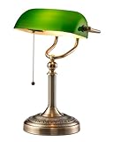 Newrays Bankers-Schreibtischlampe aus grünem Glas mit Zugkettenschalter-Steckerbefestigung