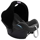 Original Dooky Hoody Sonnenschutz für Babyschalen der Altersgruppe 0+ inkl. UV-Schutz 40+ Universal geeignet für die meisten Marken, schwarz