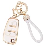 Koaudb Autoschlüssel Hülle Cover Passt für Audi A1 A3 A4 A6 A8 Quattro Q2 Q3 Q7 S3 S6 RS3 RS6 R8 TT TTS, 3 Tasten Schlüsseletui TPU Schlüsselhülle mit Schlüsselanhänger (Ad-3)