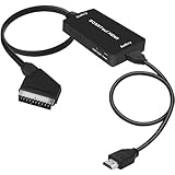 uhddadi Scart auf HDMI Konverter, Scart auf HDMI Adapter Video Audio Wandler HD 1080P mit HDMI Kabel, für HDTV STB VHS Xbox PS3 Sky DVD Blu-ray usw, schwarz