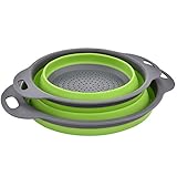 Faltbarer Seiher Sieb, Küche Silikon Klappbar Abtropfsieb Nudelsieb, Umweltfreundlich Non-Toxic Leicht zu Reinigen, 2 Größe Einschließlich 8 Und 9,5 Zoll. (Grün)