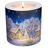 Kerze Weihnachten Kirche im Winter als Tischdeko für die weihnachtliche Dekoration, Weihnachtsfeier oder als Geschenk. Kerze als originelle Deko für Anlässe im Winter Ø8 x Höhe 7,5cm