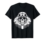 Totenkopf mit Fallschirmjägerhelm, Erkennungsmarken Gothic Emo Aesthetic T-Shirt